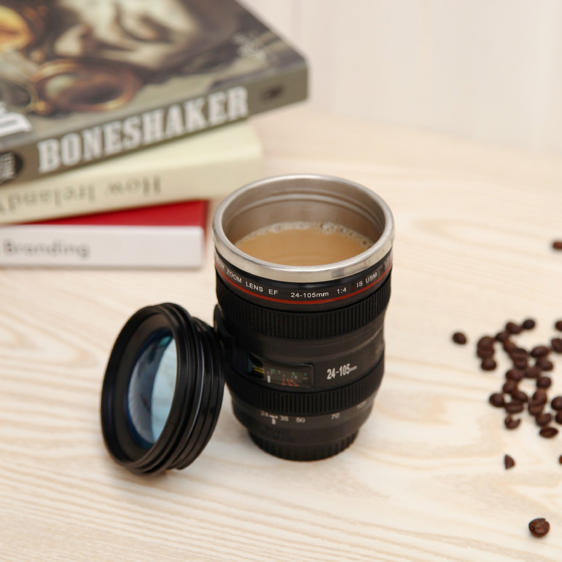 DSLR lens cup stainless steel water cup office coffee cup