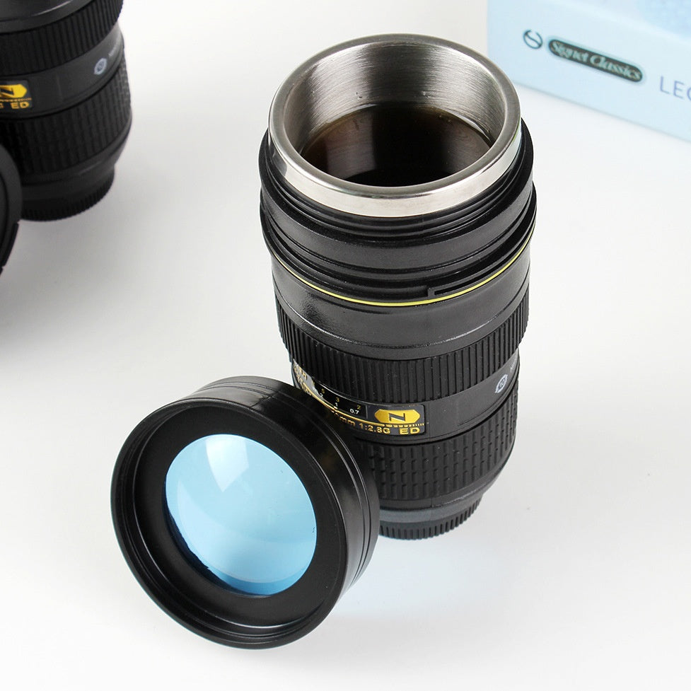 DSLR lens cup stainless steel water cup office coffee cup