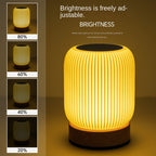 Wood Grain Remote Touch Night Light Tap Table Lamp Bedroom Bedside Lamp RGB Color Light