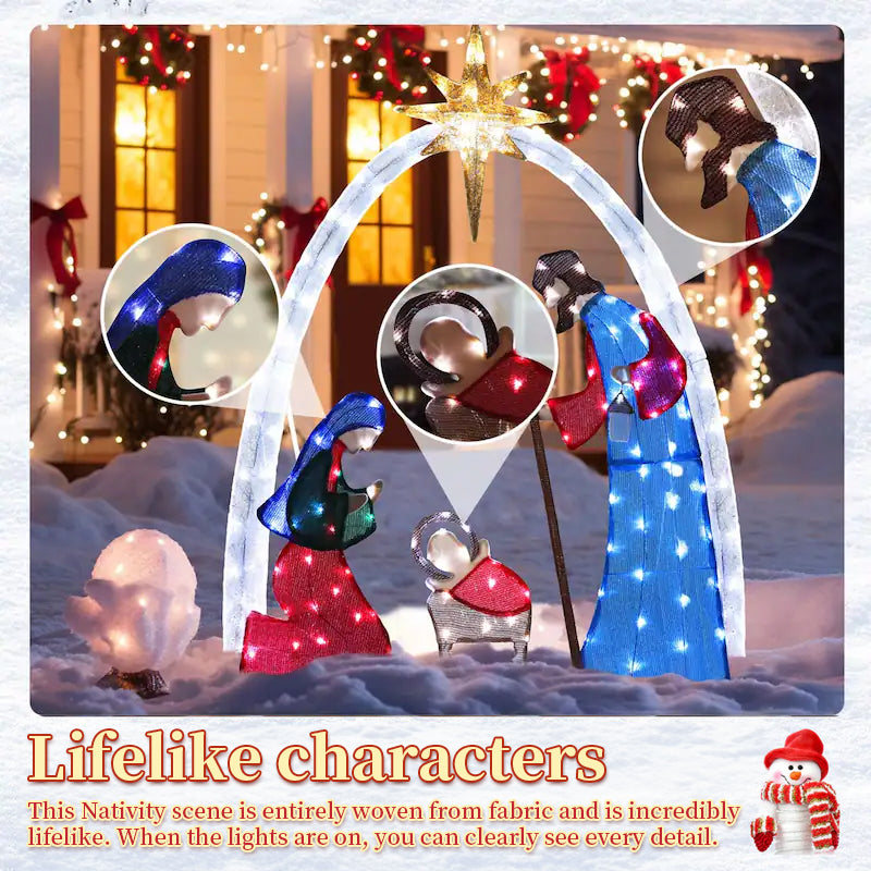 Outdoor Nativity Scene with Copper Wire, Christmas Yard Decor for Garden