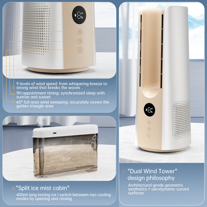 Portable Tower Fan – 6 Speeds, Mist Bladeless, for Bedroom/Living Room/Office