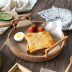 Vietnam Rattan Tray Bamboo Woven Fruit Tray Japanese Breakfast Bun Basket Snacks Bread Snacks Woven Basket Fruit Basket