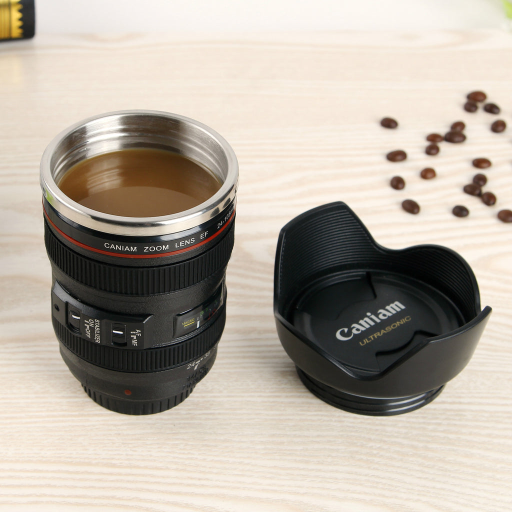 DSLR lens cup stainless steel water cup office coffee cup