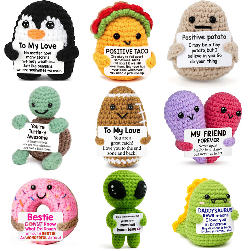 Handmade Knitted Doll Penguin Potato Turtle Dinosaur Donut Cartoon