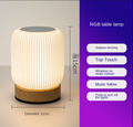 Wood Grain Remote Touch Night Light Tap Table Lamp Bedroom Bedside Lamp RGB Color Light