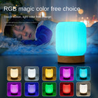 Wood Grain Remote Touch Night Light Tap Table Lamp Bedroom Bedside Lamp RGB Color Light