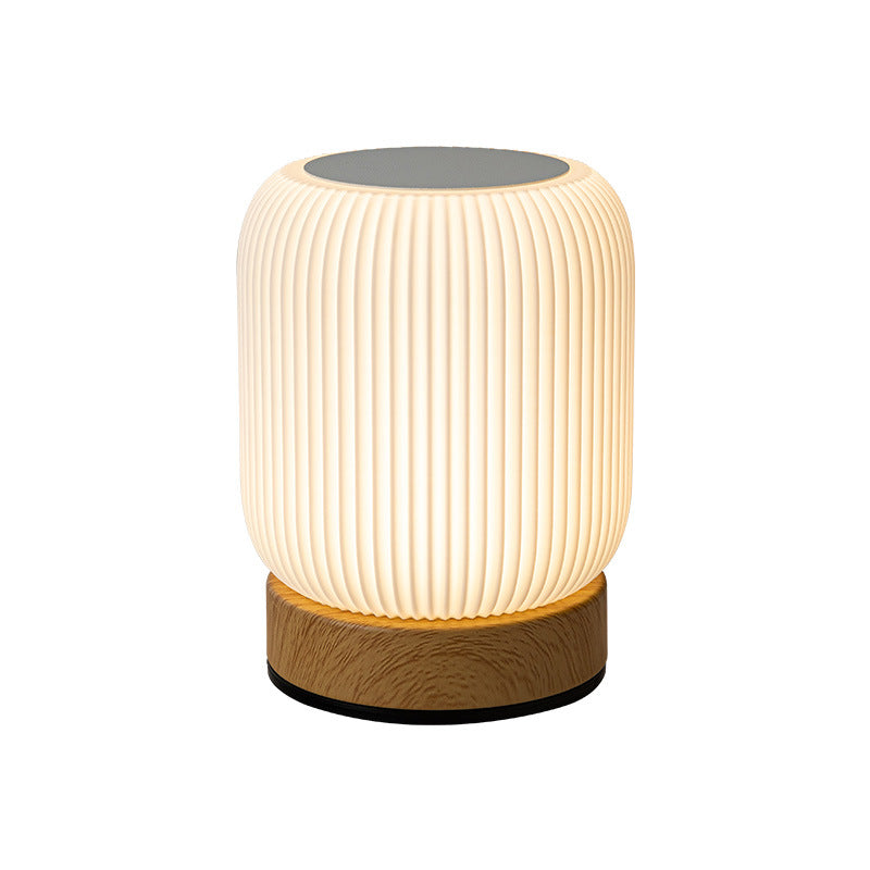 Wood Grain Remote Touch Night Light Tap Table Lamp Bedroom Bedside Lamp RGB Color Light