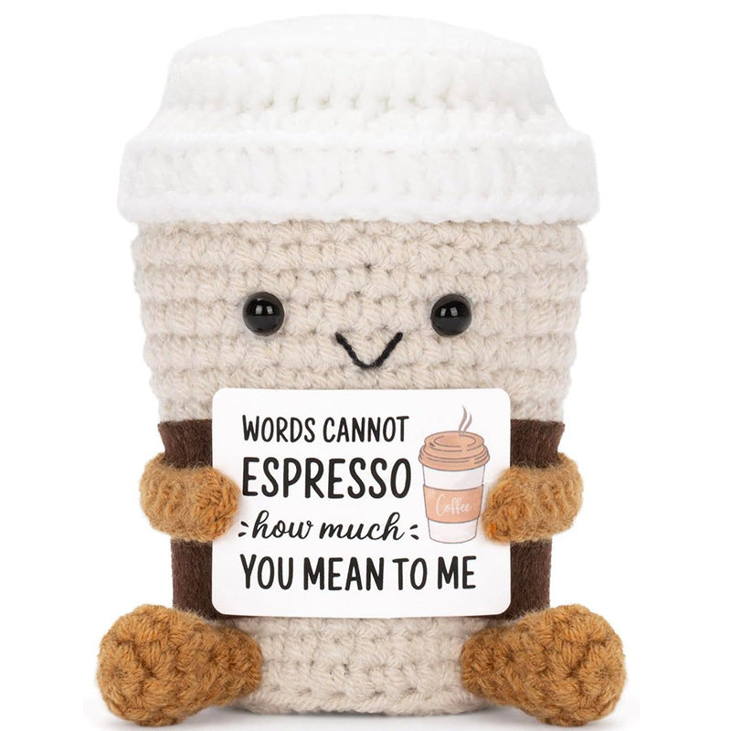 Cute Positive Emotional Penguin Doll Beer Cup Handmade Knitted Turtle