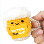 Cute Positive Emotional Penguin Doll Beer Cup Handmade Knitted Turtle