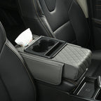Car Armrest Pad Multi-functional Cup Holder Car Tissue Box Automotive Interior Leather Armrest Riser Pad