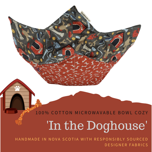 100% Cotton Microwavable Bowl Cozy - In The Doghouse