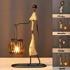 Wrought Iron Candle Holder Decorative Piece - European Style Restaurant Dining Table Ambiance Light Candlestick Home Metal Artware