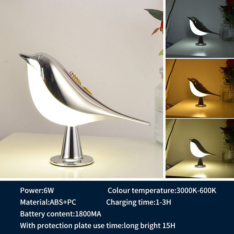 Creative Magpie Aromatherapy Lamp Car mounted Decorative Lamp Bedside Bird Night Lamp Three color Touch Charging Atmosphere Table Lamp