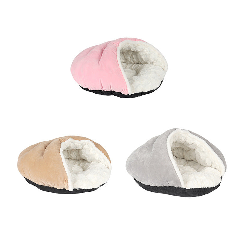 PSM winter warm plush dog kennel closed yurt slippers cat sleeping bag cat kennel pet pad