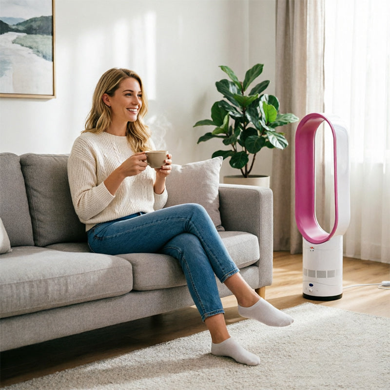 New 16" Bladeless Tower Fan with Remote, Quiet Floor Fan for Home