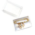 QIGO Religious Brooches Crystal Guadalupe Cross Acrylic Beads Tassel Pendant For Men Women With Box