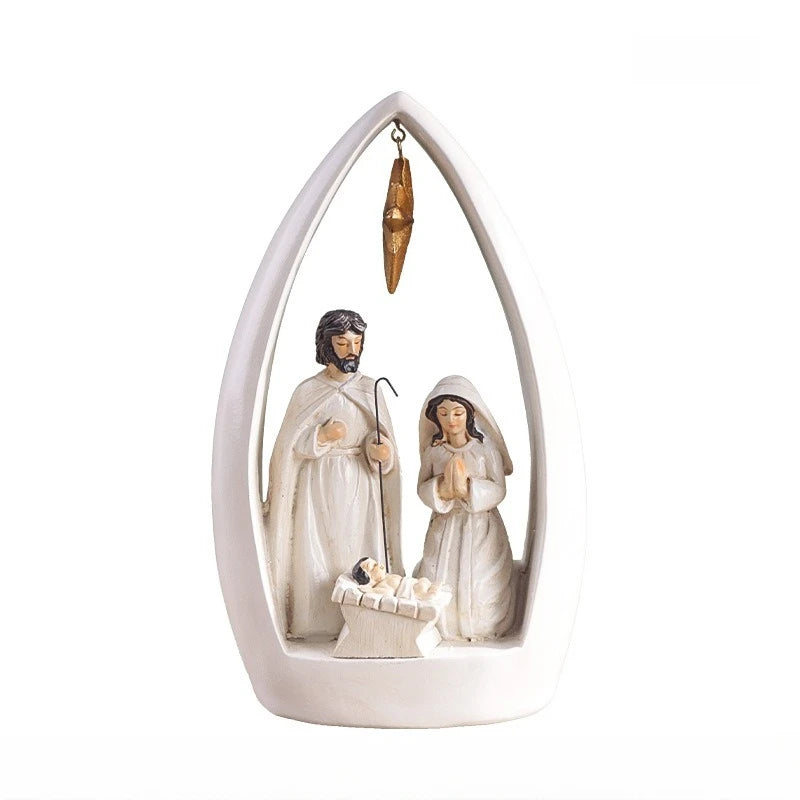 Collectibles Sculpture Nordic Modern Home Crafts Christmas Decoration Holy Family Statue Ornament Jesus Birth Resin Sculpture