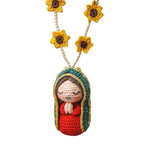 Cute Mary Statue Car Interior Decoration, Handmade Virgin Mary Charm Crochet, Elegant Religious Figurines Hanging Decor