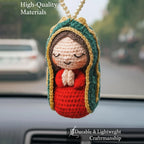 Cute Mary Statue Car Interior Decoration, Handmade Virgin Mary Charm Crochet, Elegant Religious Figurines Hanging Decor