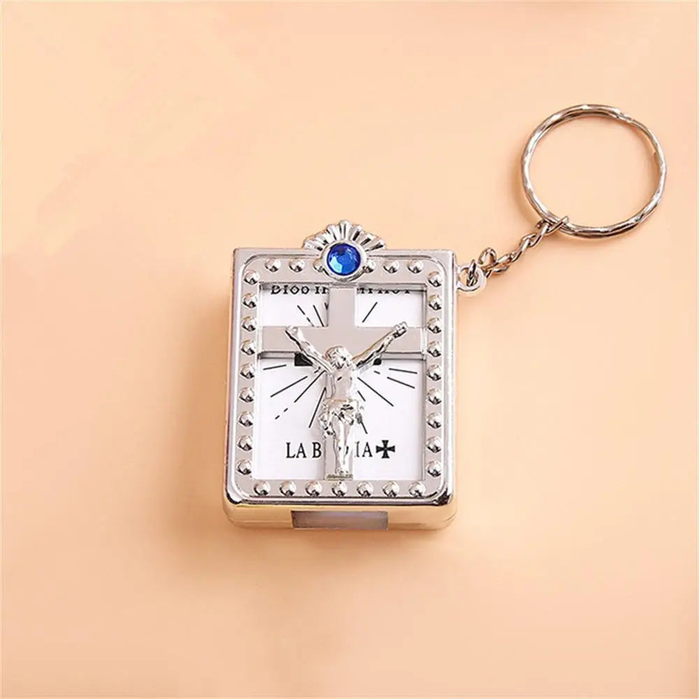 Small Size Mini Bible Keychain Jesus Cross Keyring Religious Christian for Daily Reminder Faith-based Gifts Personal Beliefs