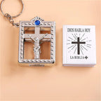 Small Size Mini Bible Keychain Jesus Cross Keyring Religious Christian for Daily Reminder Faith-based Gifts Personal Beliefs