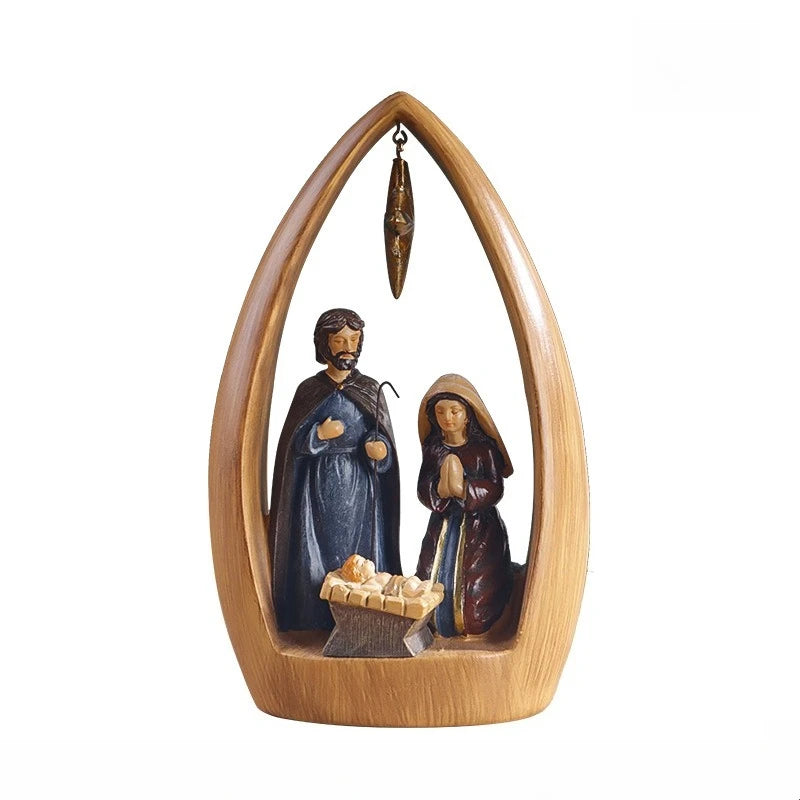 Collectibles Sculpture Nordic Modern Home Crafts Christmas Decoration Holy Family Statue Ornament Jesus Birth Resin Sculpture