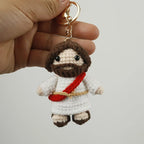 Creative Jesus Design Crochet Keychain For Couple Gift Handmaking Knitted Jesus Doll Keyrings For Bag Pendant Custom Accessories