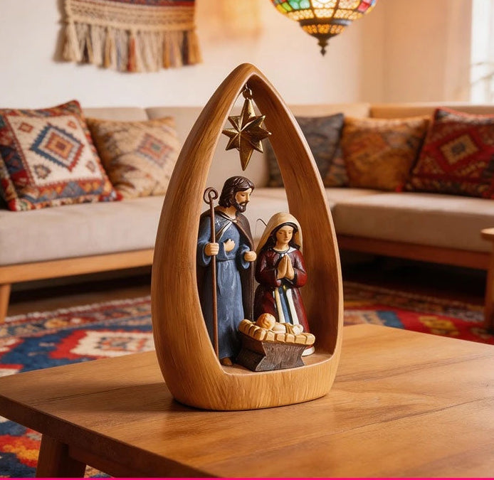 Collectibles Sculpture Nordic Modern Home Crafts Christmas Decoration Holy Family Statue Ornament Jesus Birth Resin Sculpture