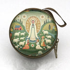 Religious Rosary Storage Pouch Iron Artwork Durable Zippered Bag for Prayer Beads Gifts Church Accessories