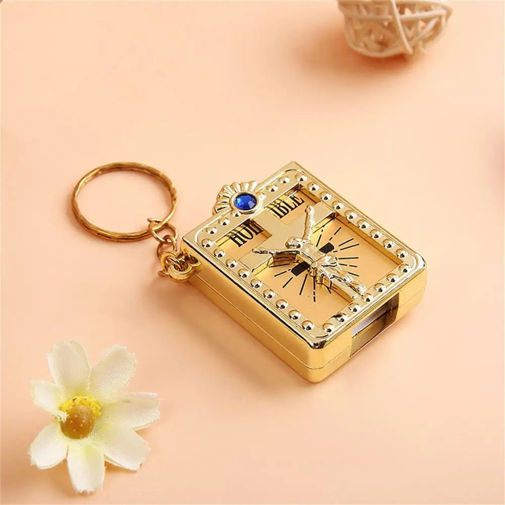 Small Size Mini Bible Keychain Jesus Cross Keyring Religious Christian for Daily Reminder Faith-based Gifts Personal Beliefs