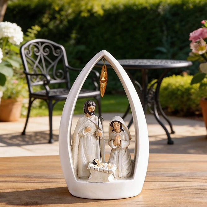 Collectibles Sculpture Nordic Modern Home Crafts Christmas Decoration Holy Family Statue Ornament Jesus Birth Resin Sculpture