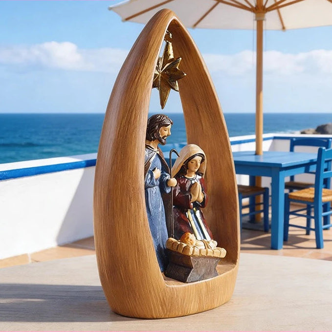 Collectibles Sculpture Nordic Modern Home Crafts Christmas Decoration Holy Family Statue Ornament Jesus Birth Resin Sculpture