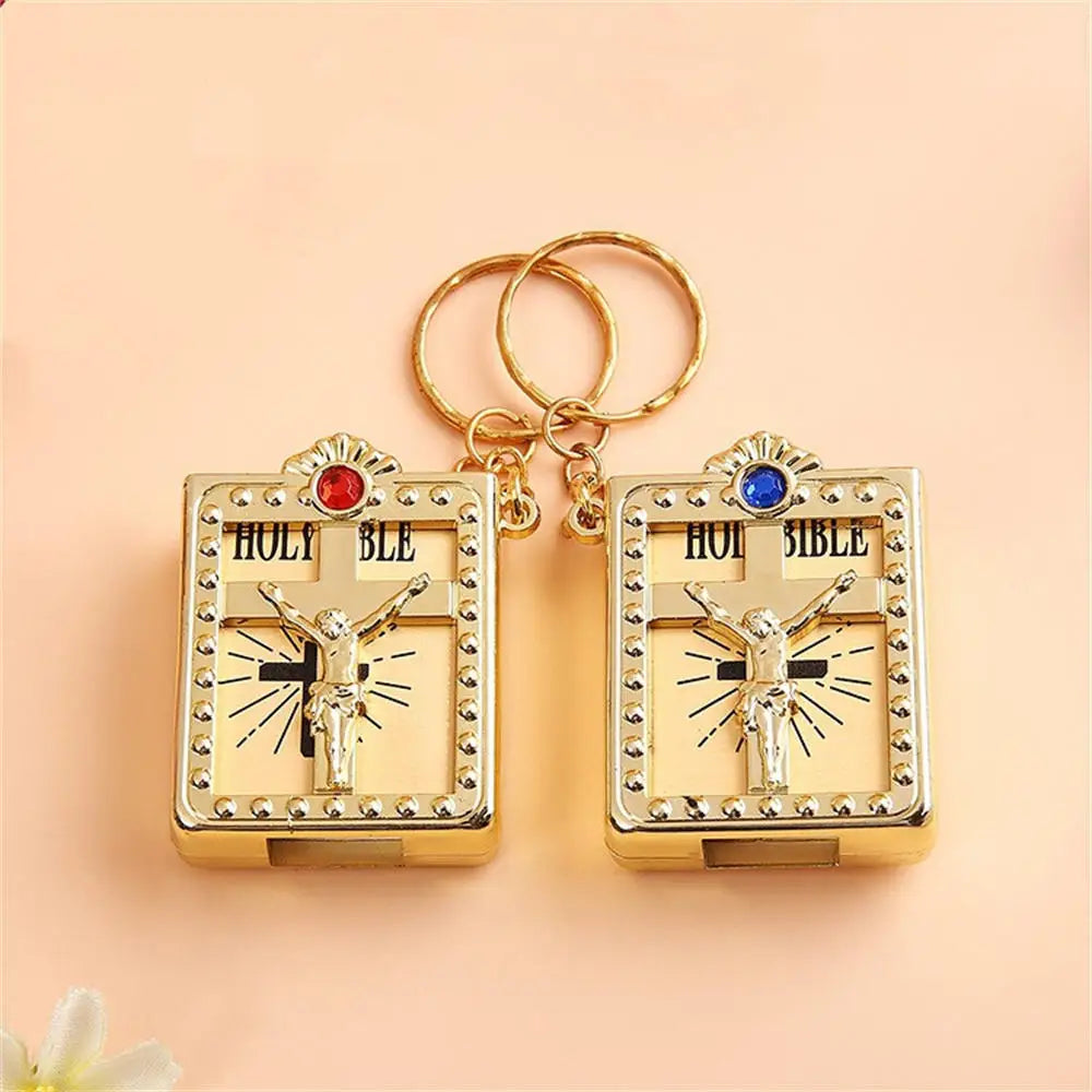 Small Size Mini Bible Keychain Jesus Cross Keyring Religious Christian for Daily Reminder Faith-based Gifts Personal Beliefs